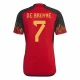 Camisola Futebol Bélgica Kevin De Bruyne #7 Copa do Mundo 2022 Principal Homem Equipamento