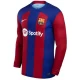 Camisola Futebol FC Barcelona Robert Lewandowski #9 2023-24 Principal Equipamento Homem Manga Comprida