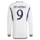 Camisola Futebol Real Madrid Karim Benzema #9 2023-24 Principal Equipamento Homem Manga Comprida