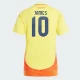Mulher Camisola Futebol Colômbia James Rodríguez #10 Copa America 2024 Principal Equipamento